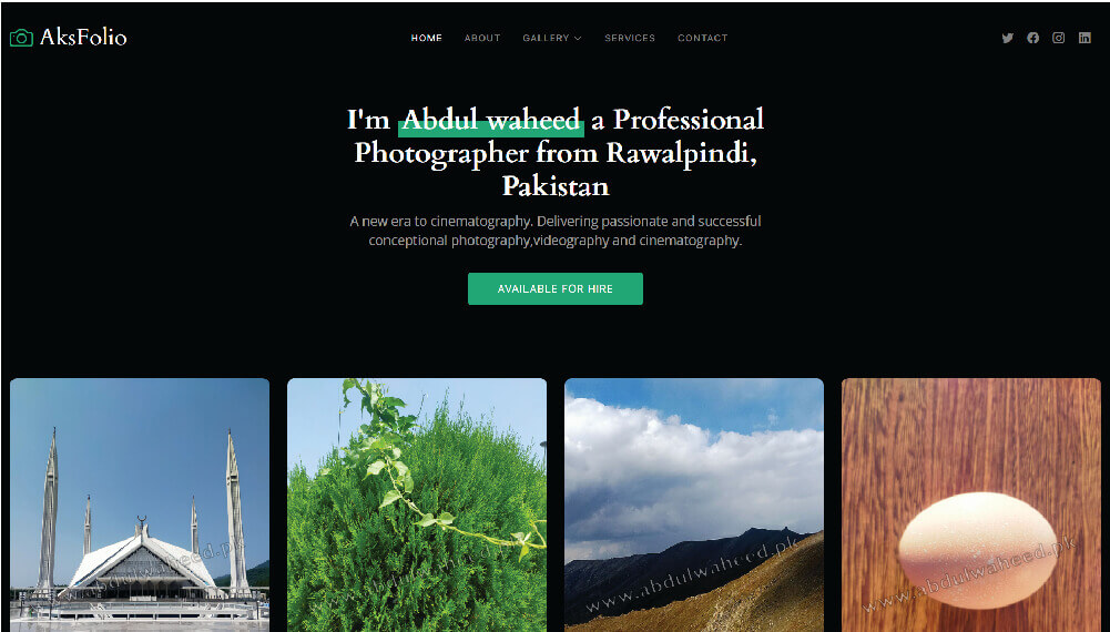 AKSFOLIO - photography and videography HTML template